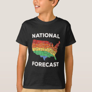 Camiseta Previsão Nacional Imprimo Gay do Mapa Americano do
