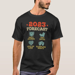Camiseta Previsões 2023 Novo Pai Mãe Esperando Anoncem Bebê