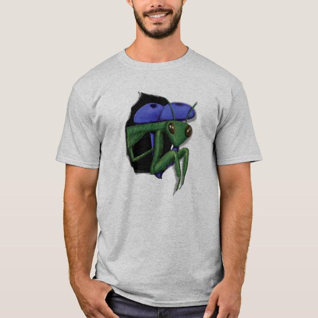 Camiseta Prezando Mantis Olhando Para Fora Do Buraco (Frente)