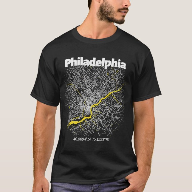 Camiseta Prid do Mapa de Hometown na Pensilvânia, na Filadé (Frente)