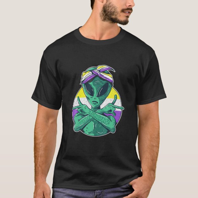 Camiseta Pride Alien LGBTQ Enby Non-Binary (Frente)