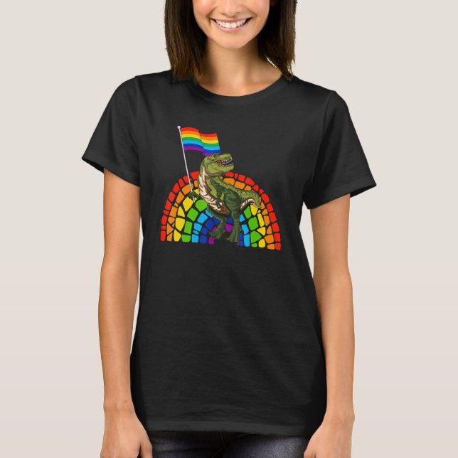 Camiseta Pride Dinosaur LGBT Gay Lesbian Transgender Trans  (Frente)