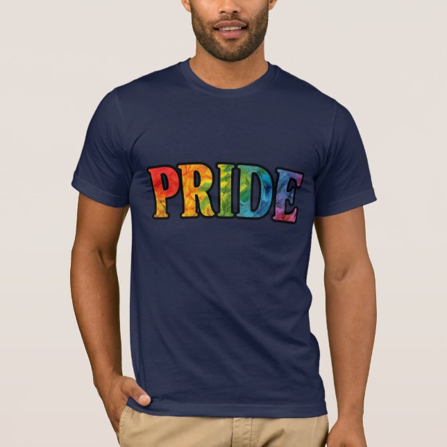 Camiseta PRIDE Floral Arco-Íris Texto LGBTQ+ (Frente)