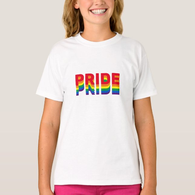 Camiseta Pride lgbt lgbtq gay arco-íris branco cores crianç (Frente)