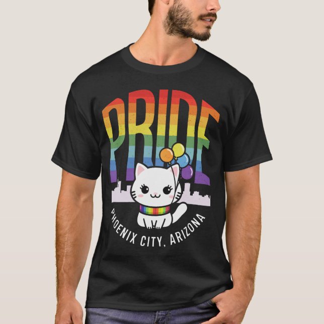 Camiseta Pride Mês Arizona da Cidade de Phoenix EUA Sinaliz (Frente)