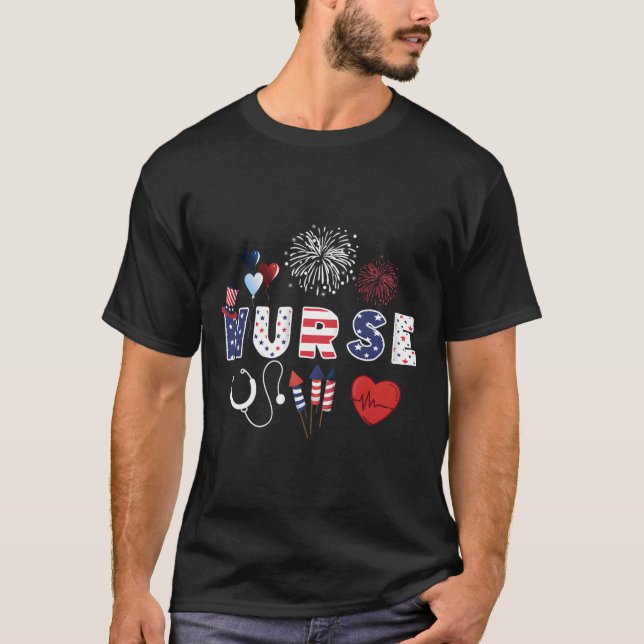 Camiseta Pride Nurse Usa Flag Stethoscope Patriotic Nurse 4 (Frente)