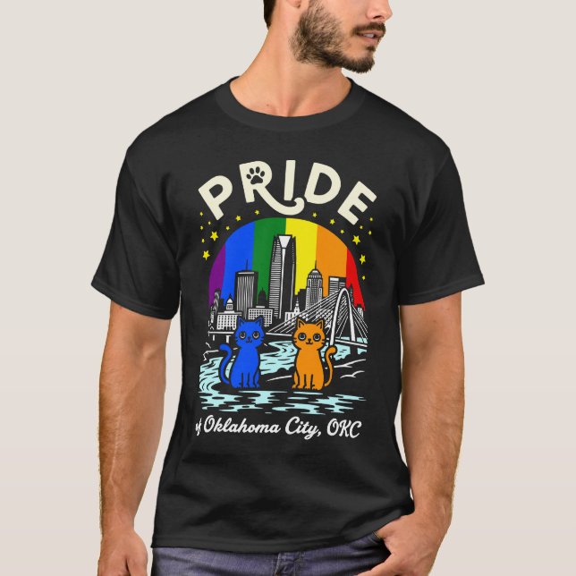 Camiseta Pride of Oklahoma City OKC Cats Rainbow Flag (Frente)