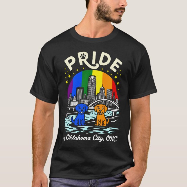 Camiseta Pride of Oklahoma City OKC Dogs Rainbow Flag (Frente)