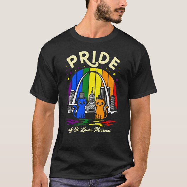 Camiseta  Pride of St. Louis City Missouri Cats Rainbow Fla (Frente)
