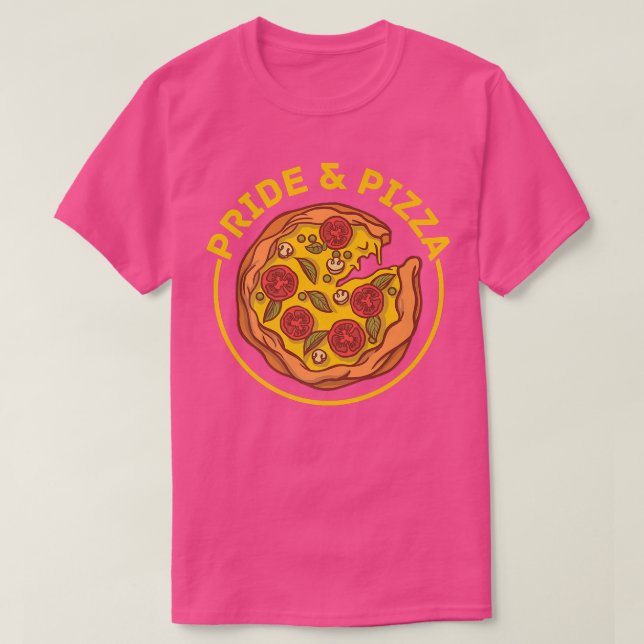 Camiseta Pride & Pizza Lgbt Orgulho gay Rainbow Flag Lgbtq  (Frente do Design)