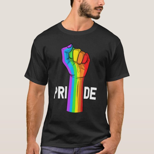 Camiseta Pride Power Fist Lgbt Mês Gay Lésbica Transgenda (Frente)
