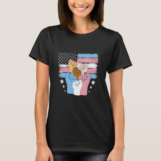 Camiseta Pride Trans USA Flag  LGBTQ Transgender Pride (Frente)
