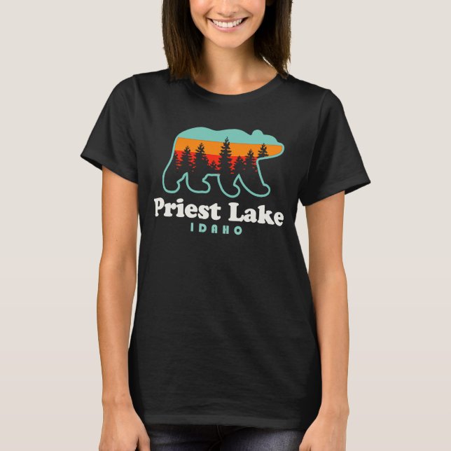 Camiseta Priest Lake Idaho Camping Bear Spokane Washington (Frente)