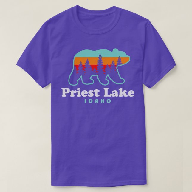 Camiseta Priest Lake Idaho Camping Bear Spokane Washington (Frente do Design)