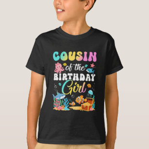 Camiseta Prima da Menina do Aniversário Peixe Mar Aquário