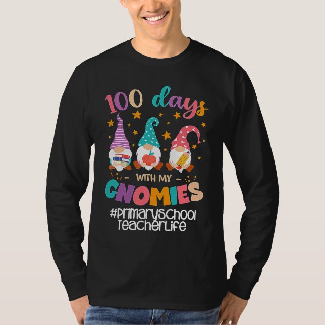 Camiseta Primary School Teacher 100 Days With My Gnomies St (Frente)