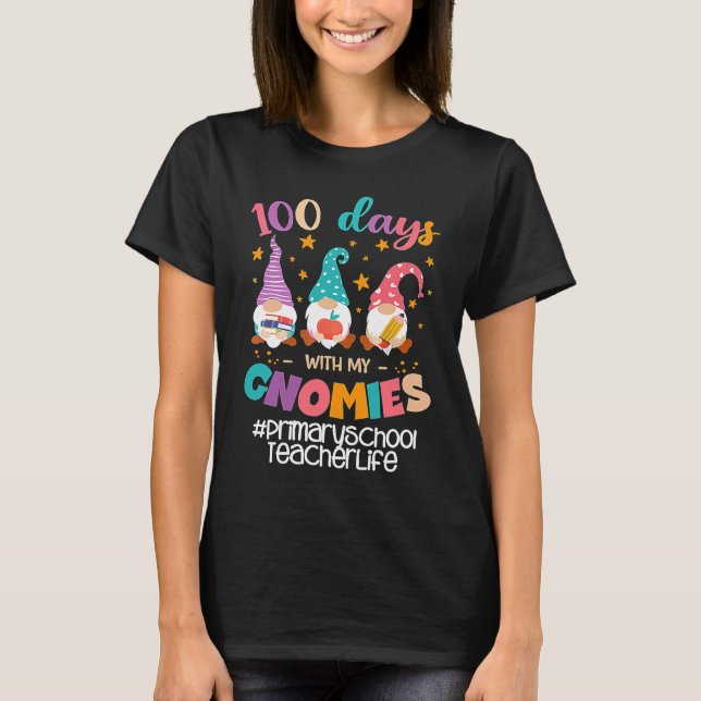 Camiseta Primary School Teacher 100 Days With My Gnomies St (Frente)