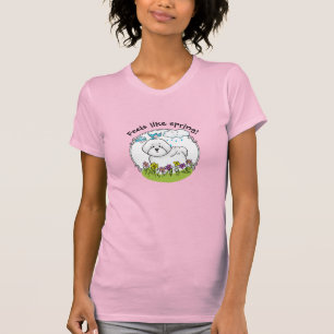 Camiseta Primavera Bichon Frise Dog com Flores - Cute