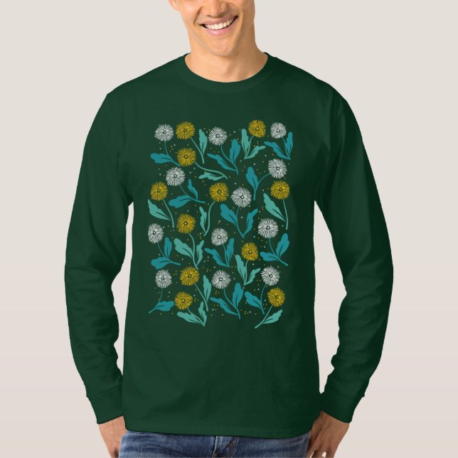 Camiseta Primavera Dandelion Flores e Folhas Design (Frente)