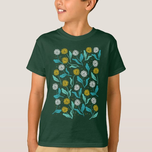 Camiseta Primavera Dandelion Flores e Folhas Design (Frente)