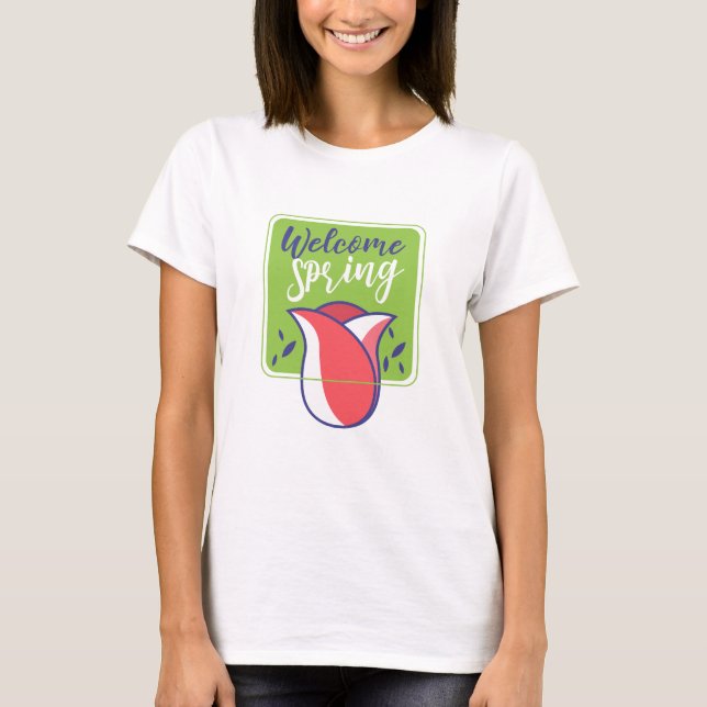 Camiseta primavera de boas-vindas (Frente)