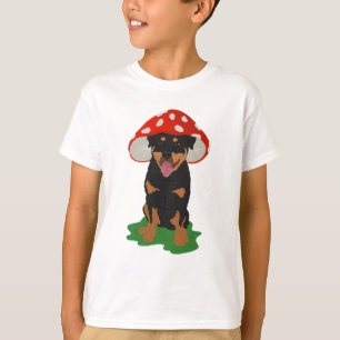 Camiseta Primavera de Cogumelo Rottweiler Personalizável