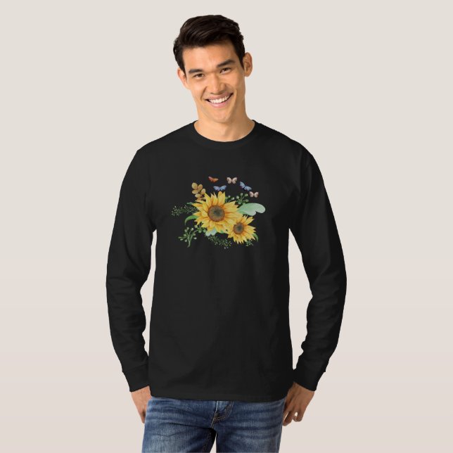 Camiseta primavera de girassol (Frente Completa)