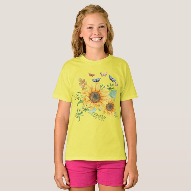 Camiseta primavera de girassol (Frente Completa)