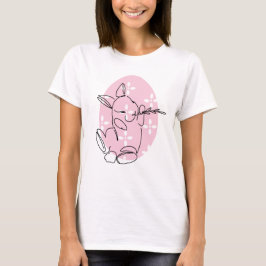 Camiseta Primavera de Ovos Rosa Cor-de-Arte Coelho Bonito