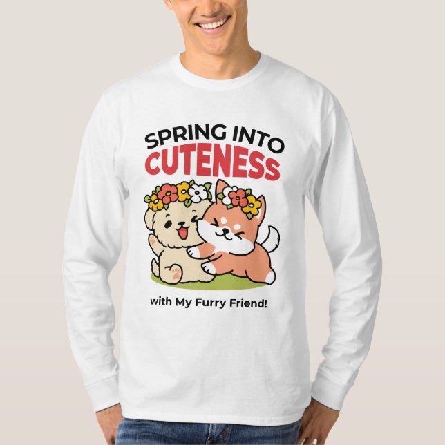 Camiseta Primavera dentro da cutena - Ilustração Adorável d (Frente)