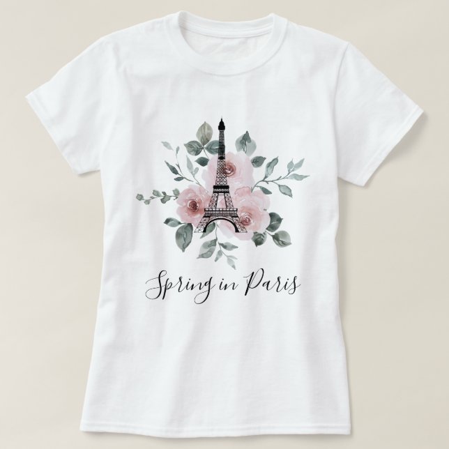 Camiseta Primavera em Paris - Personalização de Viagens par (Frente do Design)