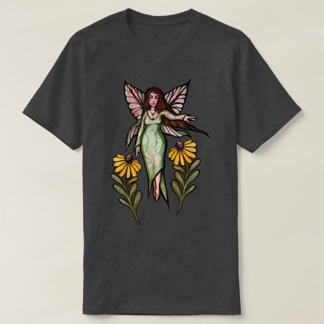 Camiseta Primavera Fairy Art Springtime Daisy (Frente do Design)