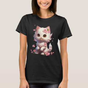 Camiseta Primavera Garden Kitty Flower Gata Garden Blosso F