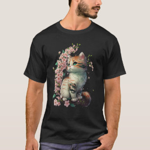Camiseta Primavera Garden Kitty Flower Gata Garden Blosso F