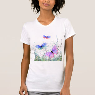 Camiseta Primavera Joy - Borboletas coloridas voando na nat