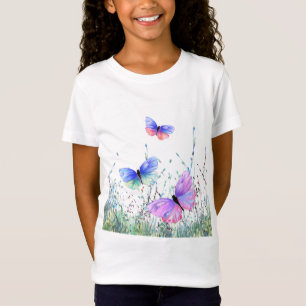 Camiseta Primavera Joy - Borboletas coloridas voando na nat