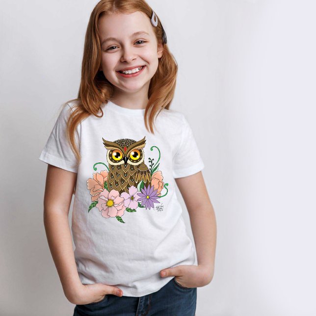 Camiseta Primavera Pastel Flowers Owl (Criador carregado)