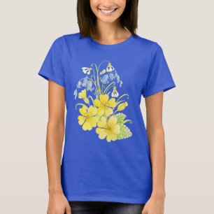 Camiseta primavera primrose snowdrop bluebell