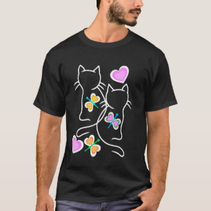 Camiseta Primavera Retro Gatos 80s 90s Gatinhos Borboletas