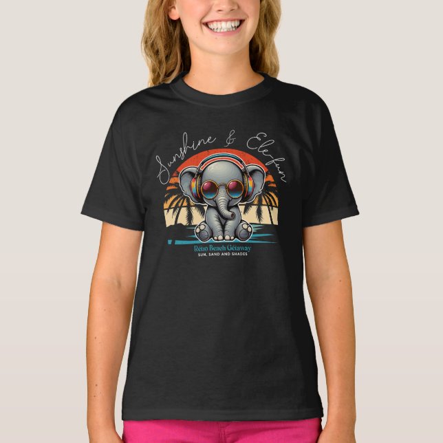 Camiseta Primavera Sunshine e Ele se diverte Retro Beach. (Frente)