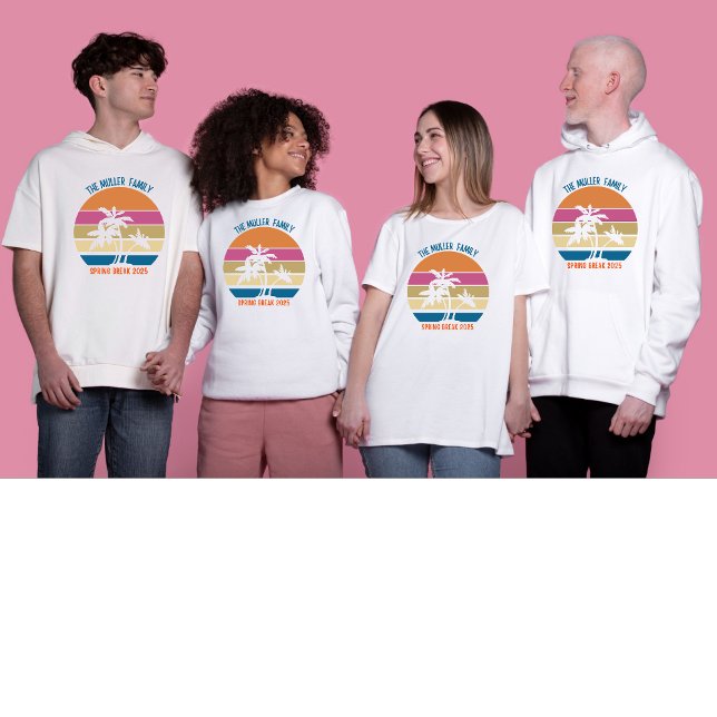Camiseta Primavera Trip Beach Sunset Família Personalizada (Criador carregado)