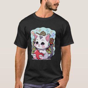 Camiseta Primavera Verão Gato Gatinho Crianças Borboleta Co