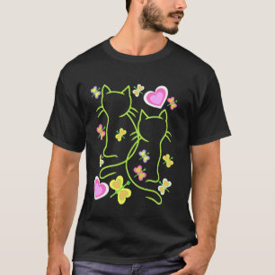 Camiseta Primavera Verão Gato Gatinho Crianças Criança Cora