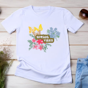 Camiseta Primavera Vibes - Época de Flor e Borboletas color