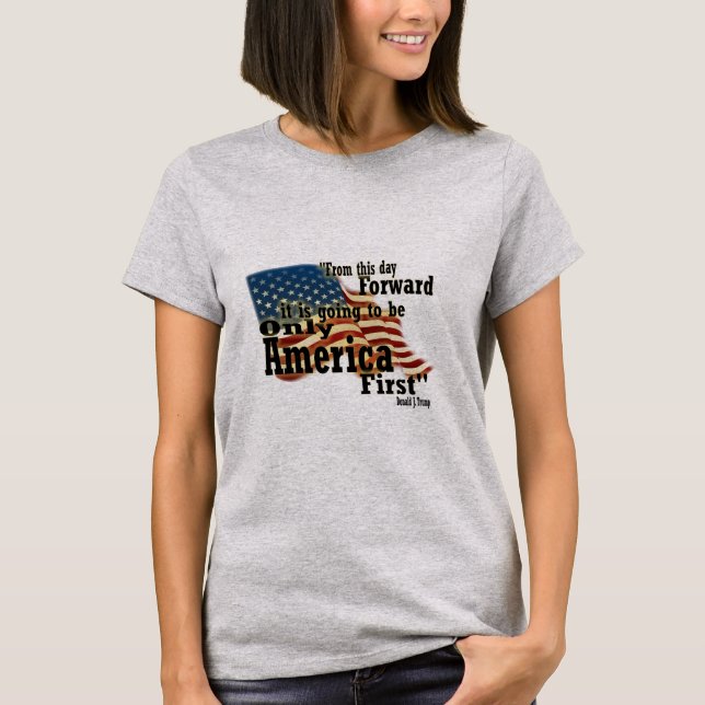 Camiseta Primeira Bandeira Patriótica de Vintage da América (Frente)