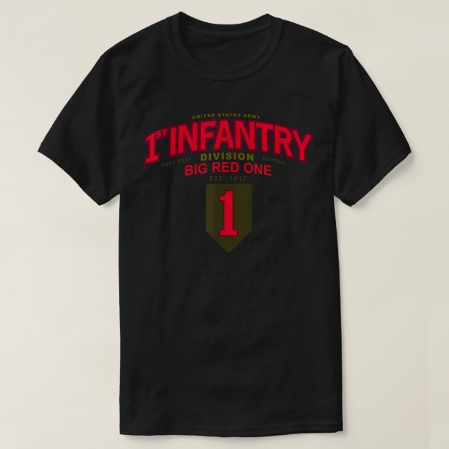 Camiseta Primeira Divisão de Infantaria - Grande Vermelho,  (Frente do Design)