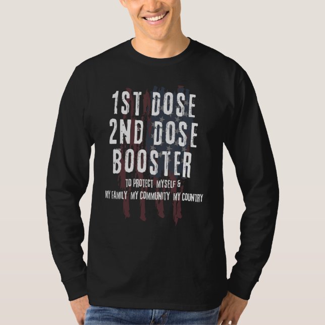 Camiseta Primeira Dose Segunda Vacina De Reforço Da Dose Us (Frente)