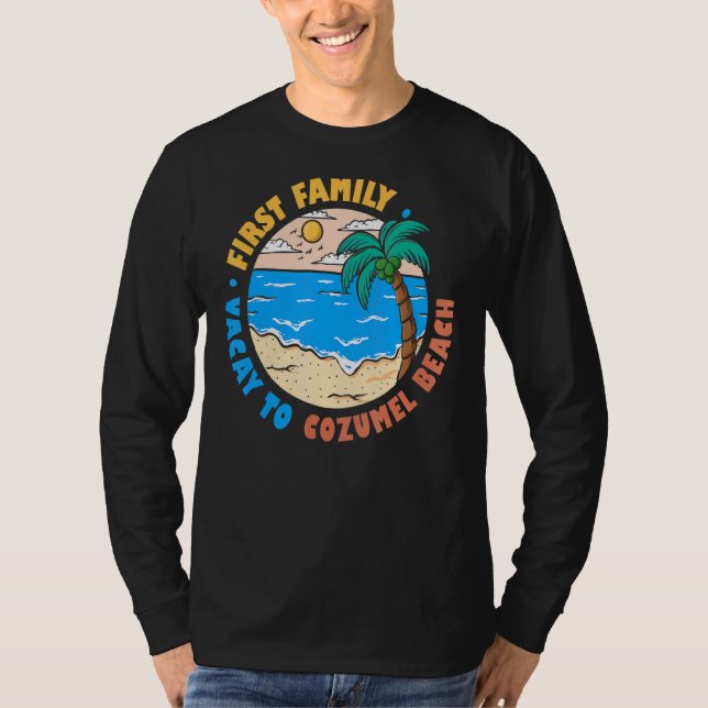 Camiseta Primeira Férias Familiares Para A Praia De Cozumel (Frente)