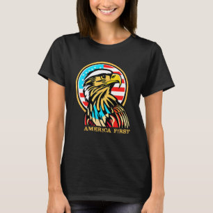 Camiseta Primeira Ilustração Patriótica de Águia Americana 