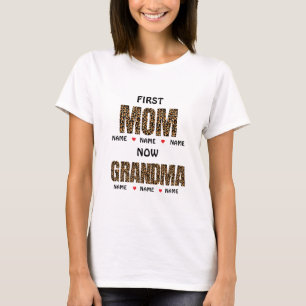 Camiseta PRIMEIRA MÃE AGORA AVÓ Nana & nomes personalizados